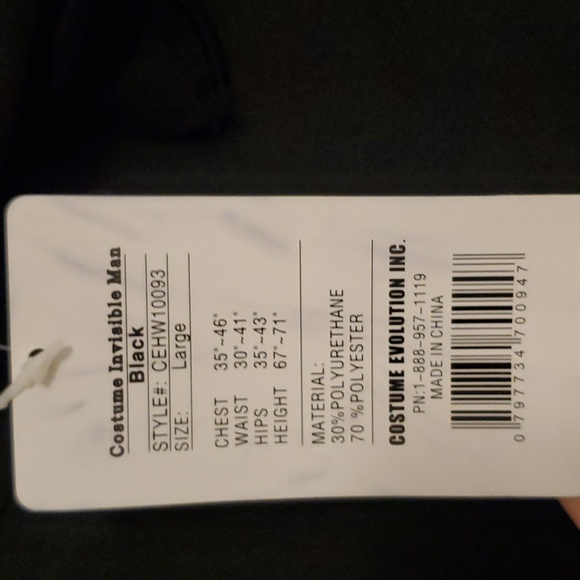 Invisible man costume black - Picture 7 of 7